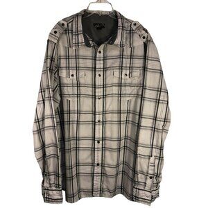 Helix Mens Black/White Plaid Long Sleeve Button Up Shirt Size XXL